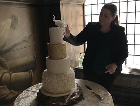 Woman making a cake