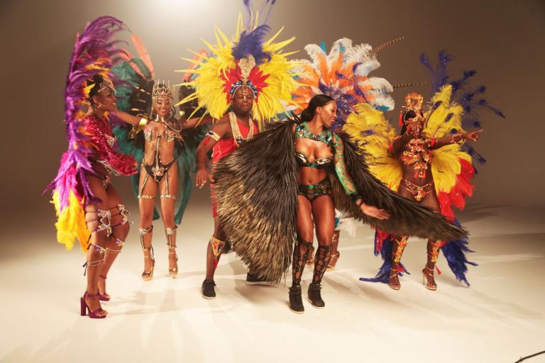 Carnival dancers in carnival clothing