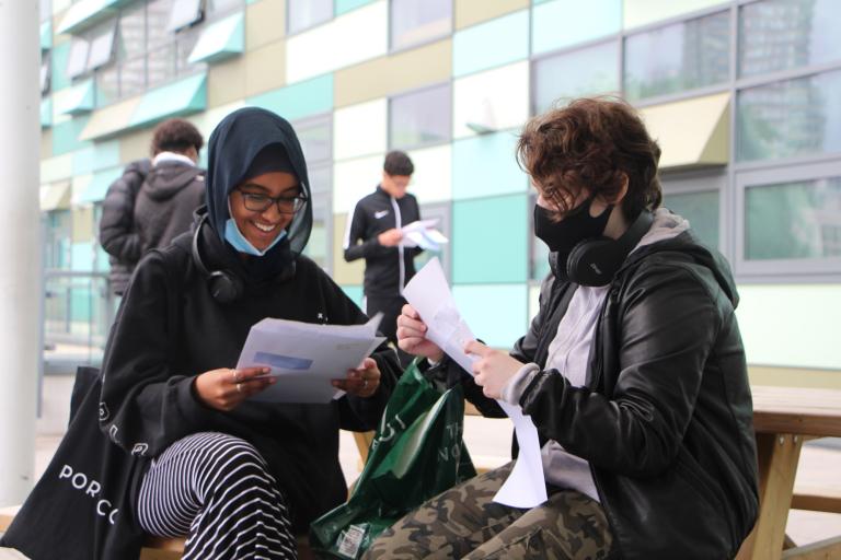 Pupils from Kensington Aldridge Academy receive their GCSE results
