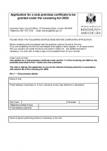 Application for a Club Premises Certificate (April 2017)