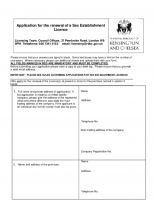 Application for the renewal of a Sex Establishment Licence