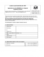 Application to renew a Special Treatment Licence