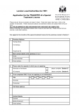 Application to transfer a Special Treatment Licence