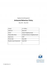 Neighbourhood Management Antisocial Behaviour Policy May 2019