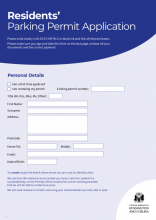 Resident Parking permit application form