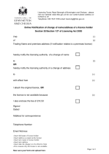 Notification of change of name or address of licensee