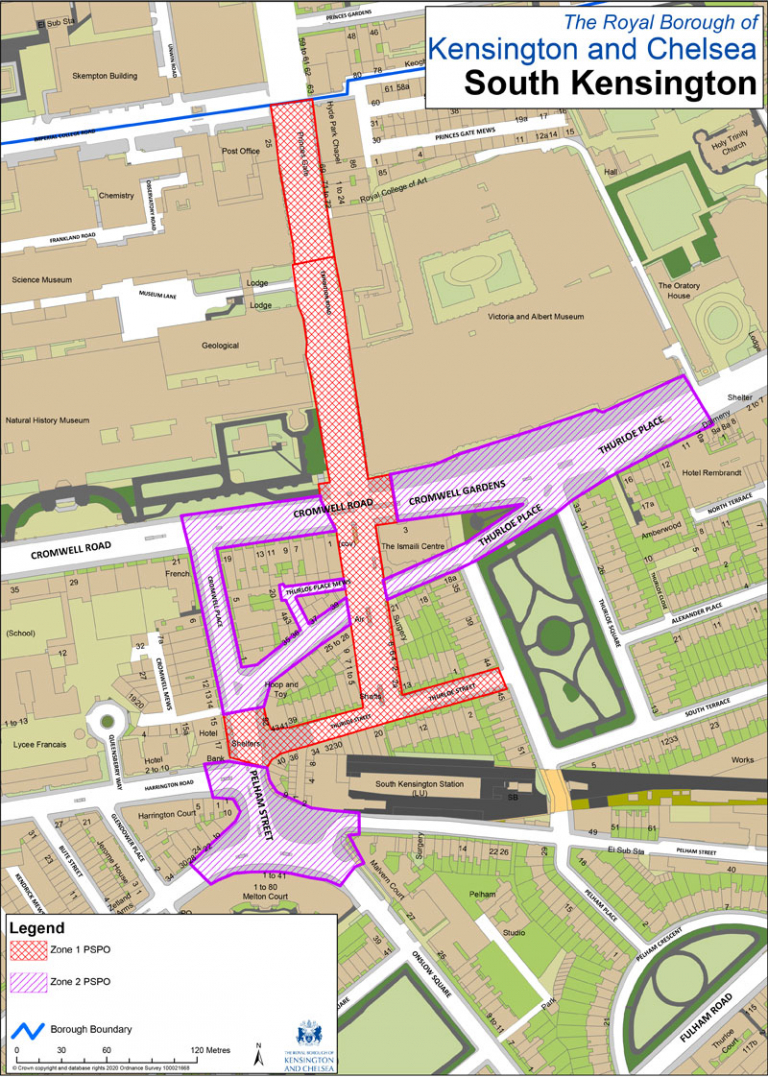 South Kensington Exhibition Road- proposed PSPO location