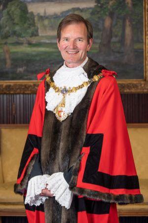 Your Mayor, Councillor David Lindsay in Mayoral robe